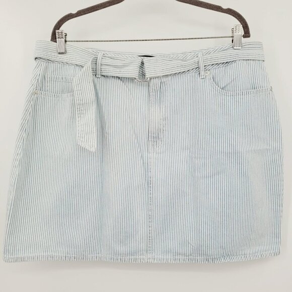 Forever 21+  Denim Striped Mini Skirt - Picture 1 of 6